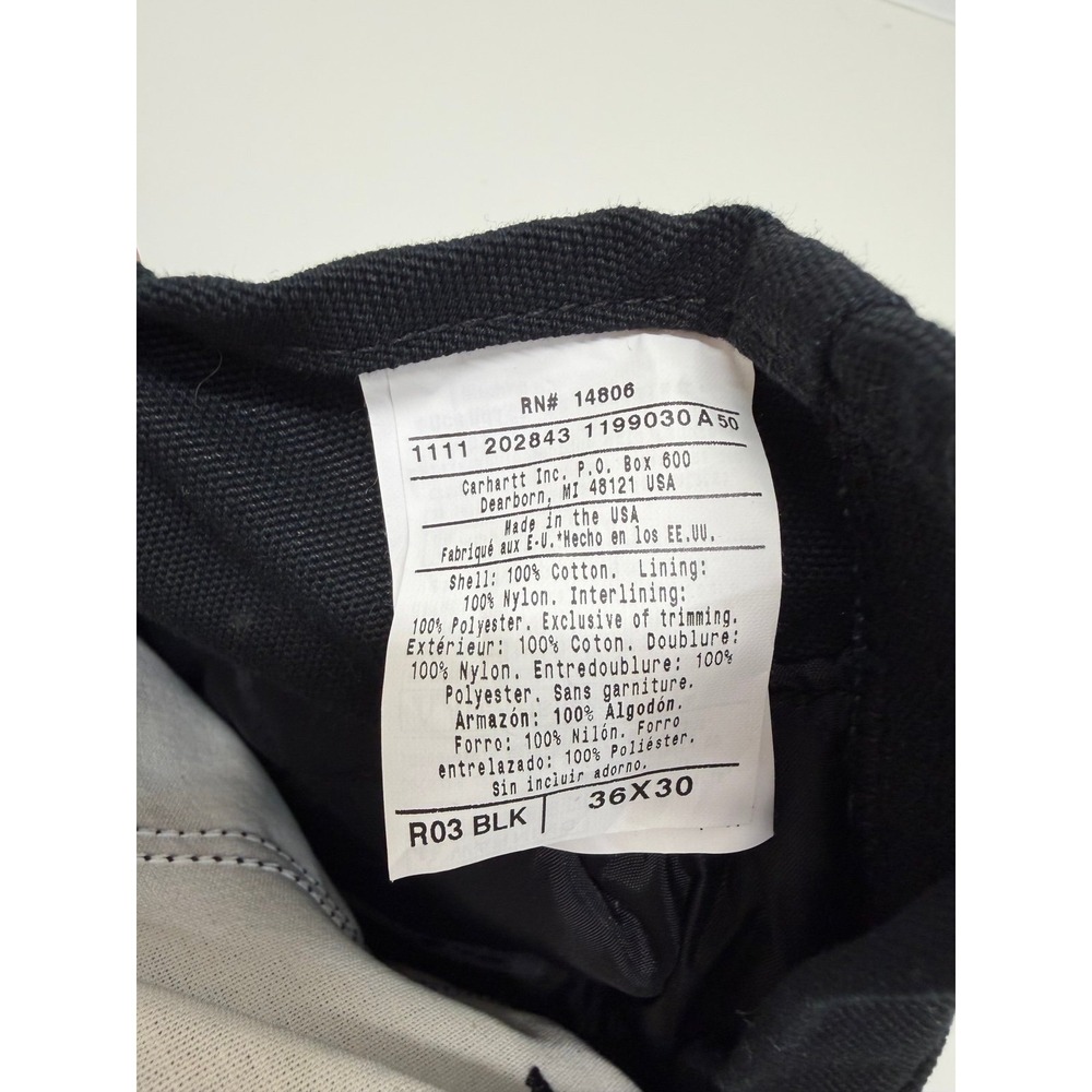Carhartt 36 x 30 Black Bib Overalls Arctic Quilt Lined R03 USA Made Insulated - Picture 8 of 8